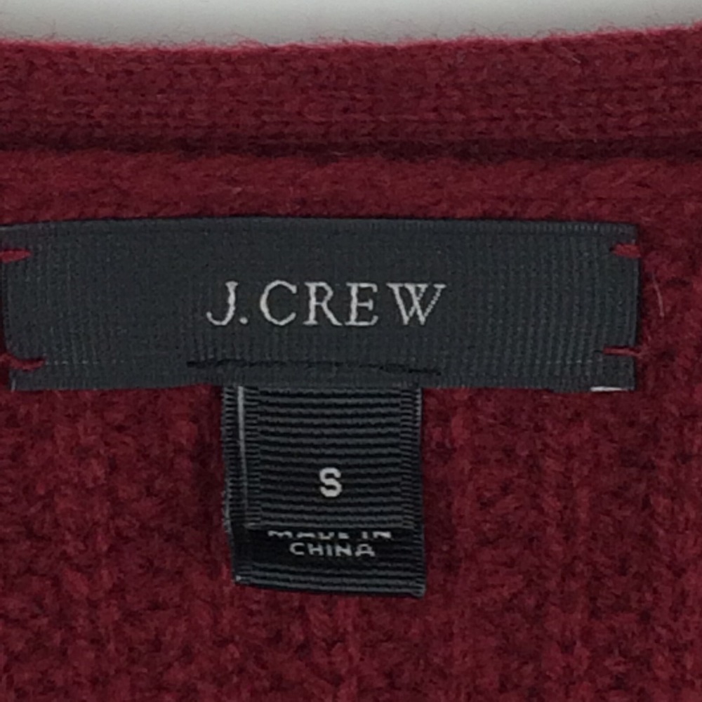 J Crew Sweater Womens Small Wool Burgundy Open Front Pockets Holidays Oversize‎ - Picture 7 of 16
